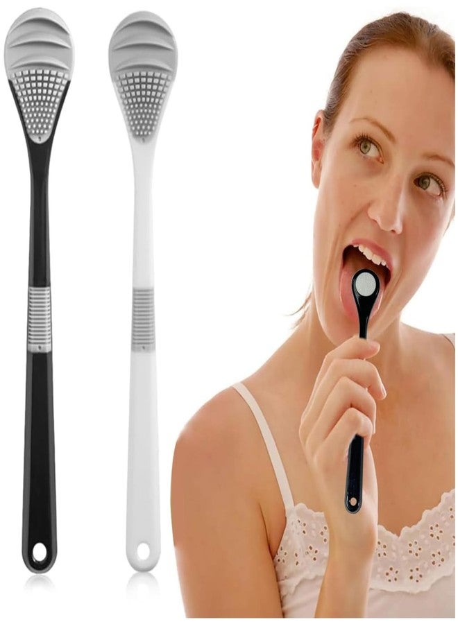 Ferio 2Pcs Silicone Tongue Cleaner for Adults - Soft Tongue Scraper & Tung Brush | Fan Shape Tounge Cleaner Helps Fight Bad Breath | Tough Tongue Cleaner for Baby, Kids, Women & Men - Image 1